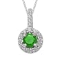 10k White Gold Emerald and Diamond Pendant (.033 cttw, H-I Color, I2- I3 Clarity), 18"