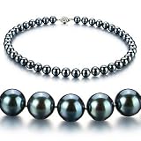 Black 8-9mm AAA Japanese Akoya Pearl Necklace 16 inch