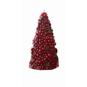Tag 7.5" x 4" Large Cranberry Tree Christmas Candle