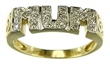 9ct 2 Colour Gold Ladies Diamond Set Mum Ring with Fancy Shoulder
