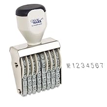 QwikMark Traditional 8 Digit Rubber Number Stamp, Type Size 1, Black (RN018)