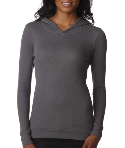 Next Level Apparel Womens Soft Thermal Hoodie, Dark Grey, Large