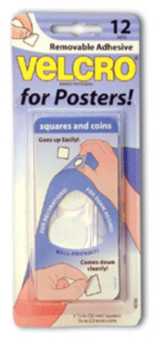 VELCRO(R) - Removable Poster Squares & Coins (12/Pkg-White)