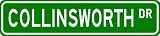 COLLINSWORTH Street Name Sign ~ Personalized Family Lastname Sign ~ Gameroom, Basement, Garage Sign **