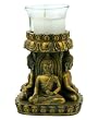 Set of Two Candle/Cone Incense Holders with Four Buddha Design