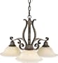 Murray Feiss F1982/3PBR Seville Three-Light Downlight Chandelier in Peruvian Bronze and Antique Alabaster Glass Shades