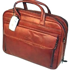 Umi Brown Italian Leather Briefcase Laptop