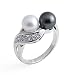 Tahitian and Freshwater Pearl Ring with Diamonds in 14K White Gold