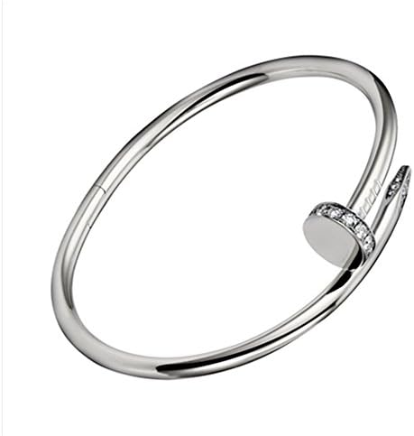 VossWang Women's Stainless Steel Nail Style Love Bangle Bracelet