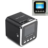 HDE New Angel Portable Mini Speaker, MP3 Player, and FM Radio w/ Micro SD Card Slot and USB Input - Black