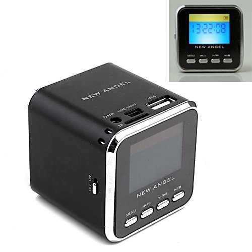 HDE New Angel Portable Mini Speaker, MP3 Player, and FM Radio w/ Micro SD Card Slot and USB Input - Black