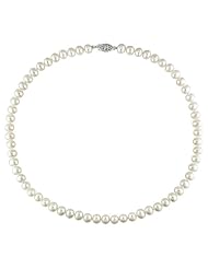 6-6.5mm White FW Potato Pearl 18" Necklace with Silver Fisjh Eye Clasp