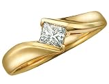 Diamond Engagement Ring: 14K Yellow Gold 1/5 Carat (ctw) Princess Cut Ring