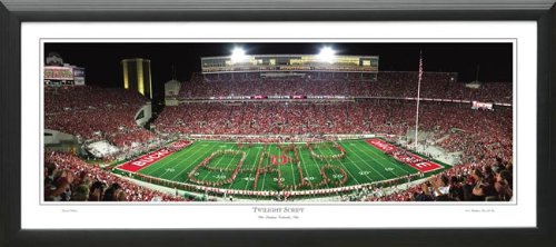 Ohio State Buckeyes - Quad Script Ohio at Night - Lg - Framed Poster Print