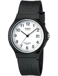 Casio Unisex MW59-7BV Black Resin Quartz Watch with White Dial
