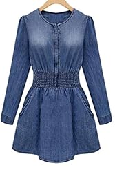 Spring Summer Winter Long Sleeves Denim/Polyester/Spandex Party Dress 