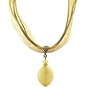 Necklace - N61 - Genuine Semi Precious Gemstone on Five-Strand Organza and Cotton Cord + 2" Extension Chain - Oval Shape ~ Tri Color Jade (I)