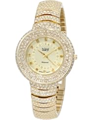 Burgi Womens BUR048YG Diamond Accent Crystal Fashion Watch