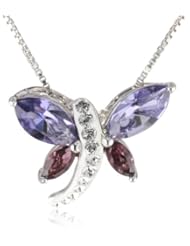 Carnevale Sterling Silver Dragonfly Pendant Necklace with Swarovski Elements, 18"