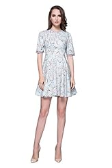 A-line Floral Print Elbow Length Sleeves Jeweled  Dress