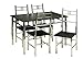 Premier Housewares Dining Table and Chair Set with Black Wood Table and Chrome Frame and Legs, 75 x 120 x 75 cm, 5-Piece