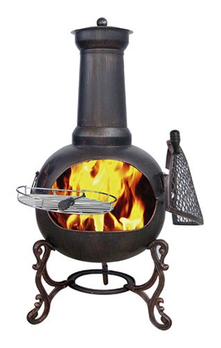 Outdoor Ohio Steel & Cast Iron Bronze Chimenea - Size Medium