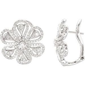IceCarats Designer Jewelry 14K White Gold 1 1/4 Ctw Diamond Earrings . Pair 1 1/4 Ct Tw