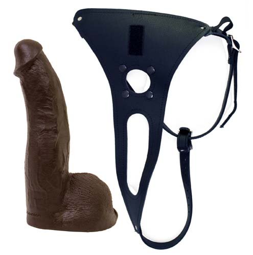 Doc Johnson Mr. Marcus Vac-U-Lock Leather Harness and R5 C**k