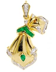 Gemstone Emerald Brooch/Pendant Diamond 18K Yellow Gold [I_014]