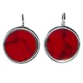 Sterling Silver Round Red Jaspar Earrings