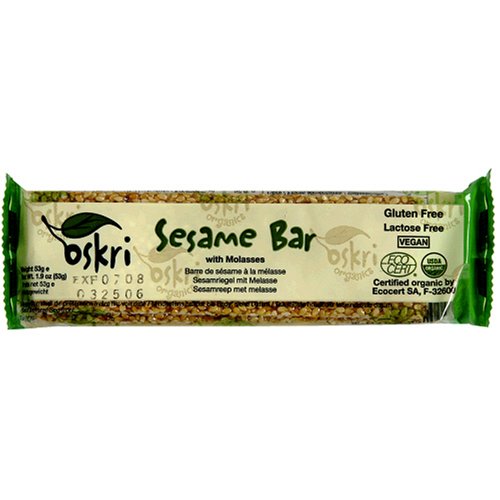 Oskri Organics Sesame Bars with Molasses, 1.9-Ounce Bars (Pack of 18)