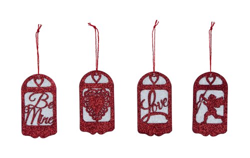 Primitives By Kathy Miniature Paper & Glitter Silhouette Valentine Ornaments Primitives By Kathy Miniature Paper & Glitter Silhouette Valentine Ornaments