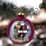 Mississippi State Bulldogs Hand Painted Art Glass Ornament