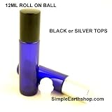 Glass Bottles Blue With Roll On Ball 12ml. Silver Top. Height 74mm. Base diameter 18mm.