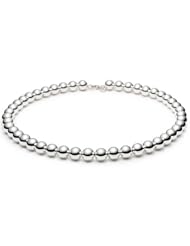 Round 10mm Bead Ball Necklace in Sterling Silver 18" Length