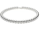 Round 10mm Bead Ball Necklace in Sterling Silver 18