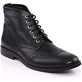 Unze Mens 'Taylor' Leather Boots Smart Formal Brogue Combat Lace Ankle Boots Shoes UK Size 6-12 - M18155