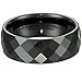 Black Ceramic Ring by CERAMIC GESTALT® - 8mm . Faceted Design. (Size 5 to 14).