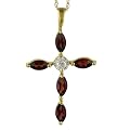 10K Yellow Gold Garnet and Diamond Accent Pendant