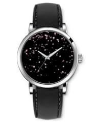 SPRAWL Aanalog Fashion Series Silver Ladies Watches of Genuine Black Leather Strap,Unique Wrist Watch for Women Girls Designed with Rose petal