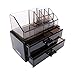 Acrylic Makeup Cosmetic Drawer Organizer and Jewelry Box Display Case Storage Container and Lipstick Holder for Teen Girls Black 2 Piece Set Vanity Tray