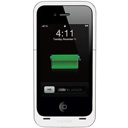 Mophie Juice Pack Air Case and Rechargeable Battery for iPhone 4 (White) Compatibility with both Verizon & AT&T iPhone 4
