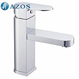 AZOS 浴室設備 洗面器の蛇口 黄銅製 銀色 単穴 台付 冷熱混合水栓 MPXL009C-1