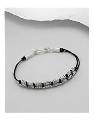 Black Cotton Waxed Thread Bracelet In 92.5 97