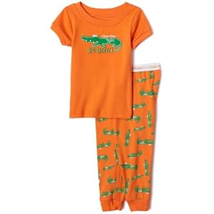 Calvin Klein Tight Fitting PJ Set, 2 Piece, Orange