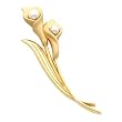 14K Yellow Gold Akoya Pearl Calla Lily Brooch