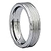 6mm Center Brushed White Tungsten Carbide Wedding Band Ring Size 10.5