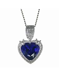 18K White Gold Tanzanite and Diamond Heart-Shaped Pendant -- LIFETIME WARRANTY