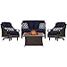 Hanover VEN4PCFP-NVY-WG 4 Piece Ventura Fire Pit Chat Set in Navy Blue