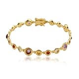 18k Yellow Gold Plated Sterling Silver Multi-Gemstone Circle Bracelet, 7.25